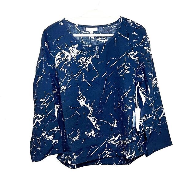 NWT Habitat 35301 Boxy Crew Neck Marbled Black White Top Sz M/L - Picture 1 of 8